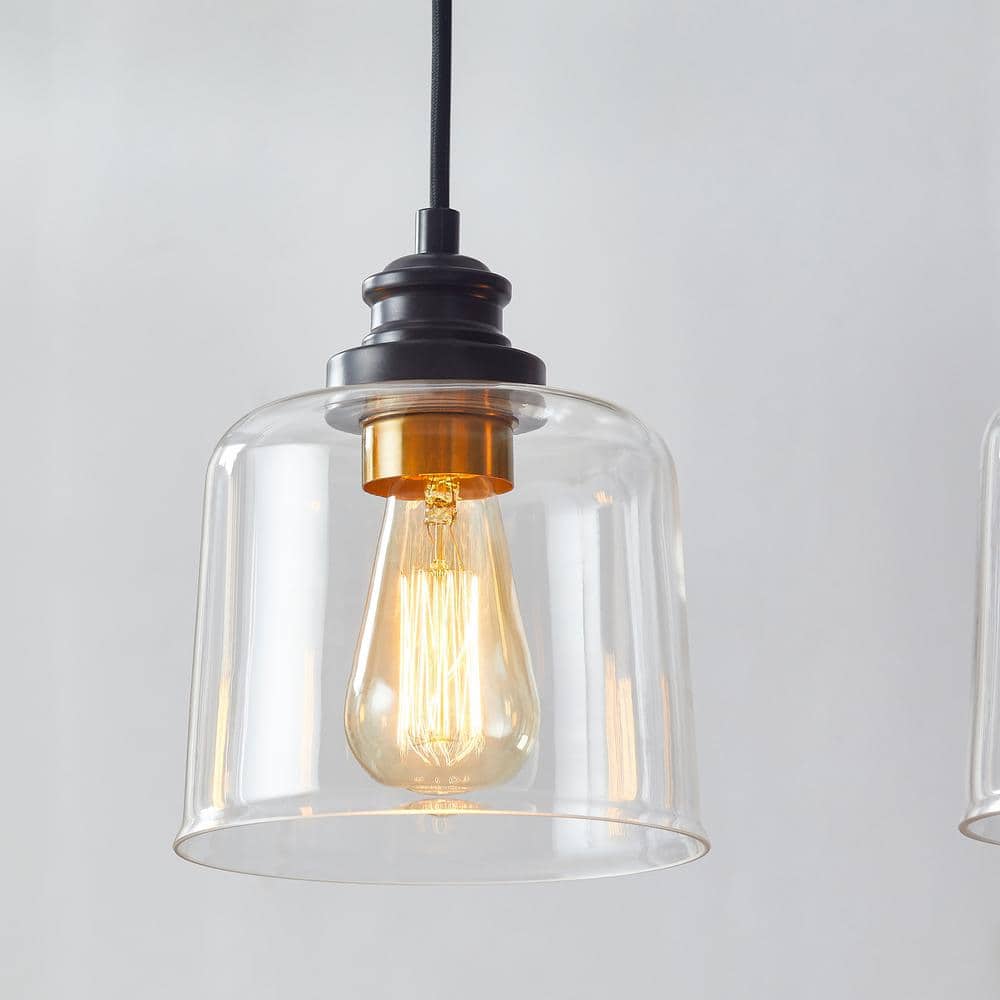 Bronze 4-Light Glass Shade Kitchen Island Pendant
