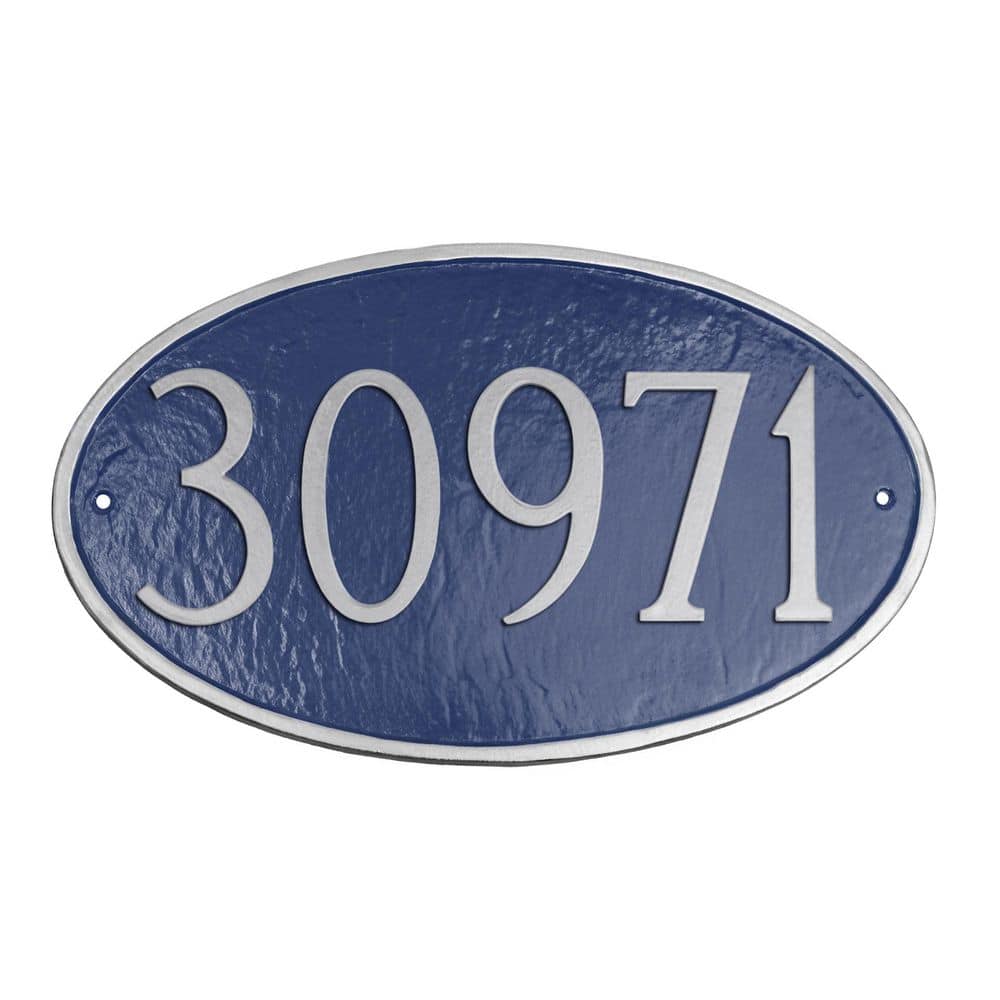 Classic Oval Standard Address Sign Plaque - Sea Blue/Silver price history on PriceWatchPro