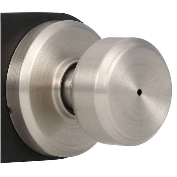 Schlage Bowery Satin Nickel Privacy Bed/Bath Door Knob with Greyson Trim  F40 V BWE 619 GSN - The Home Depot