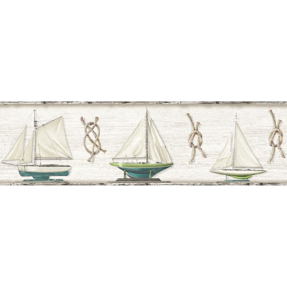 Sailboats wallpaper trim