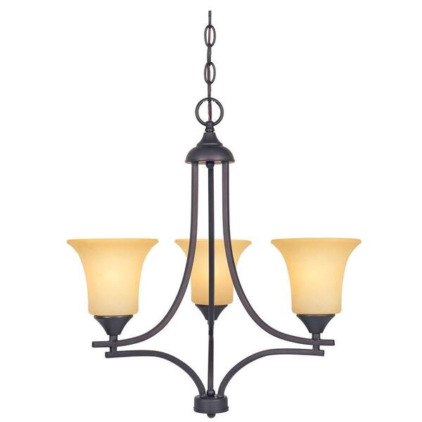Designers Fountain Seville 3-Light Oil Rubbed Bronze Chandelier with Satin Bisque Glass Shades