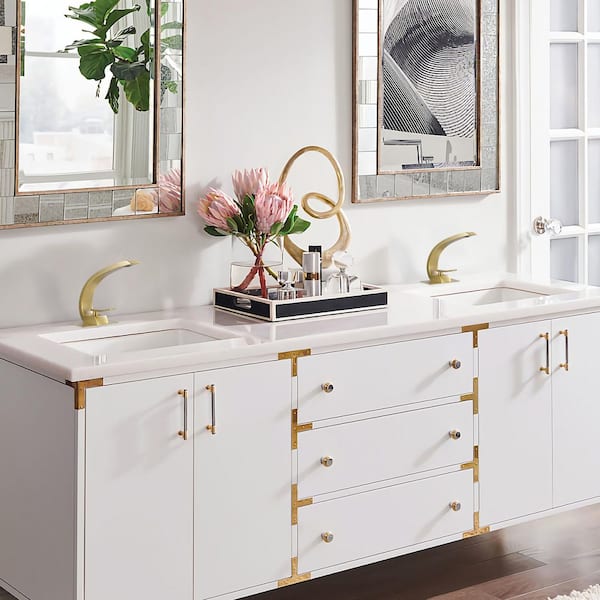 Single Handle Single Hole Bathroom Faucet with Deckplate Included and Drain Kit Included in Brushed Gold