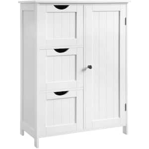 23.6 in. W x 11.8 in. D x 31.9 in. H White Freestanding Bathroom Linen Cabinet with 3-Drawers and 1-Adjustable Shelf