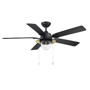 Hanahan 52 in. LED Outdoor Textured Black Ceiling Fan with Light Kit