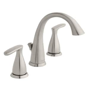 Meansville 8 in. Widespread Double-Handle High-Arc Bathroom Faucet in Brushed Nickel