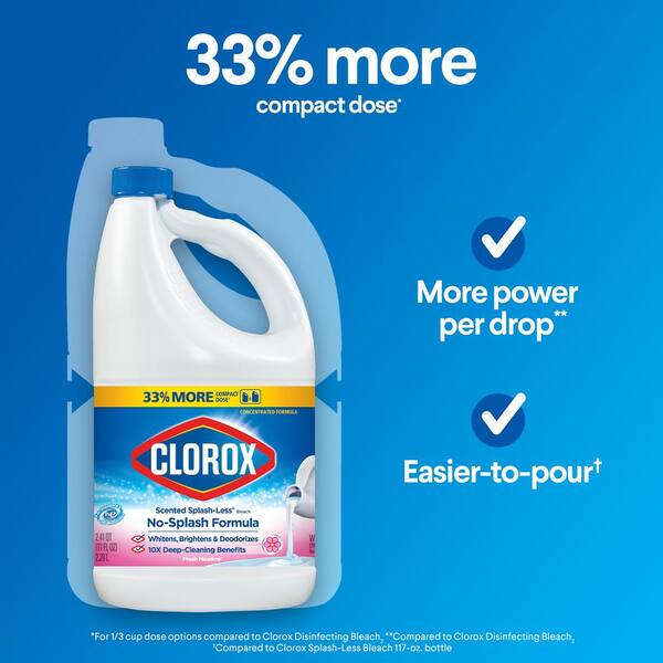 Clorox 77 Fl Oz Splash Less Fresh Meadow Scent Concentrated Liquid Bleach Cleaner The Home Depot