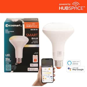 90-Watt Equivalent Smart BR30 Tunable White CEC LED Light Bulb with Voice Control (1-Bulb) Powered by Hubspace