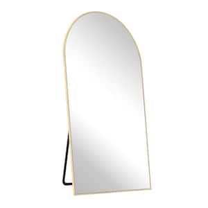 24 in. W x 71.2 in. H Modern Arched Aluminum Frame Gold Standing/Floor Standing Full-length Mirror