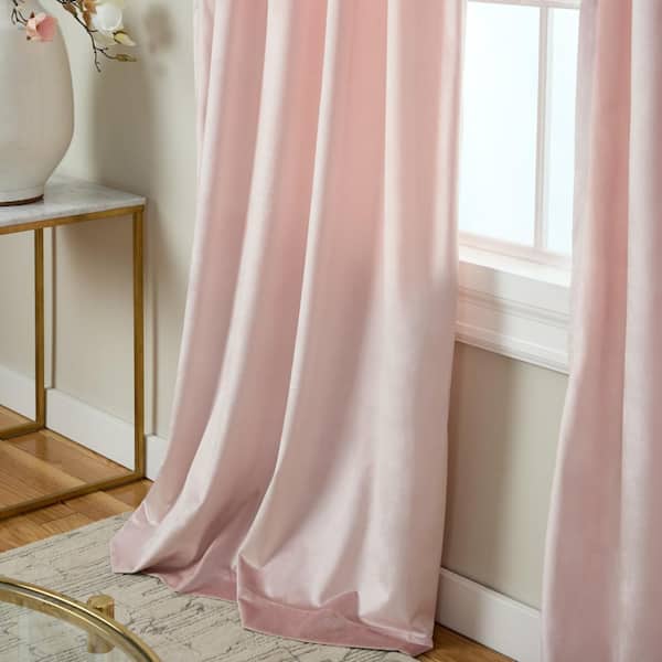 Velvet Blush Solid Light Filtering Triple Pinch Pleat / Hidden Tab Curtain, 27 in. W x 84 in. L (Set of 2)