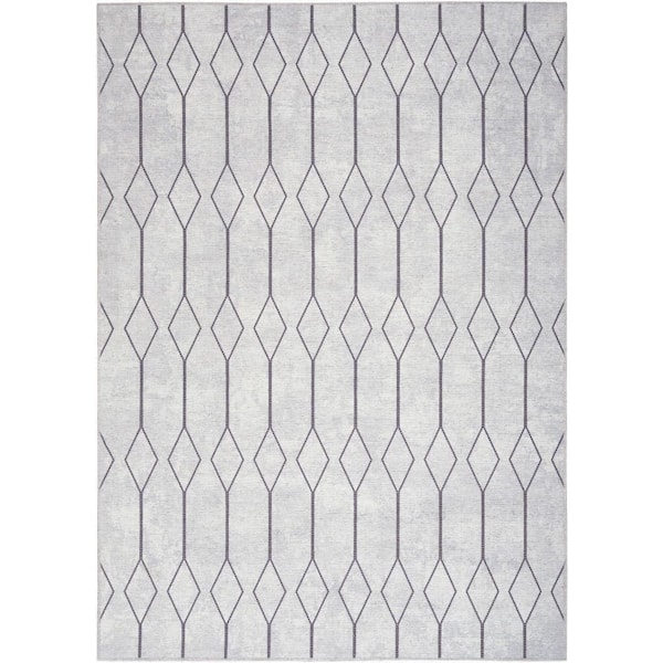 57 GRAND BY NICOLE CURTIS 57 Grand Machine Washable Ivory/Grey 6 ft. x 9 ft. Geometric Contemporary Area Rug