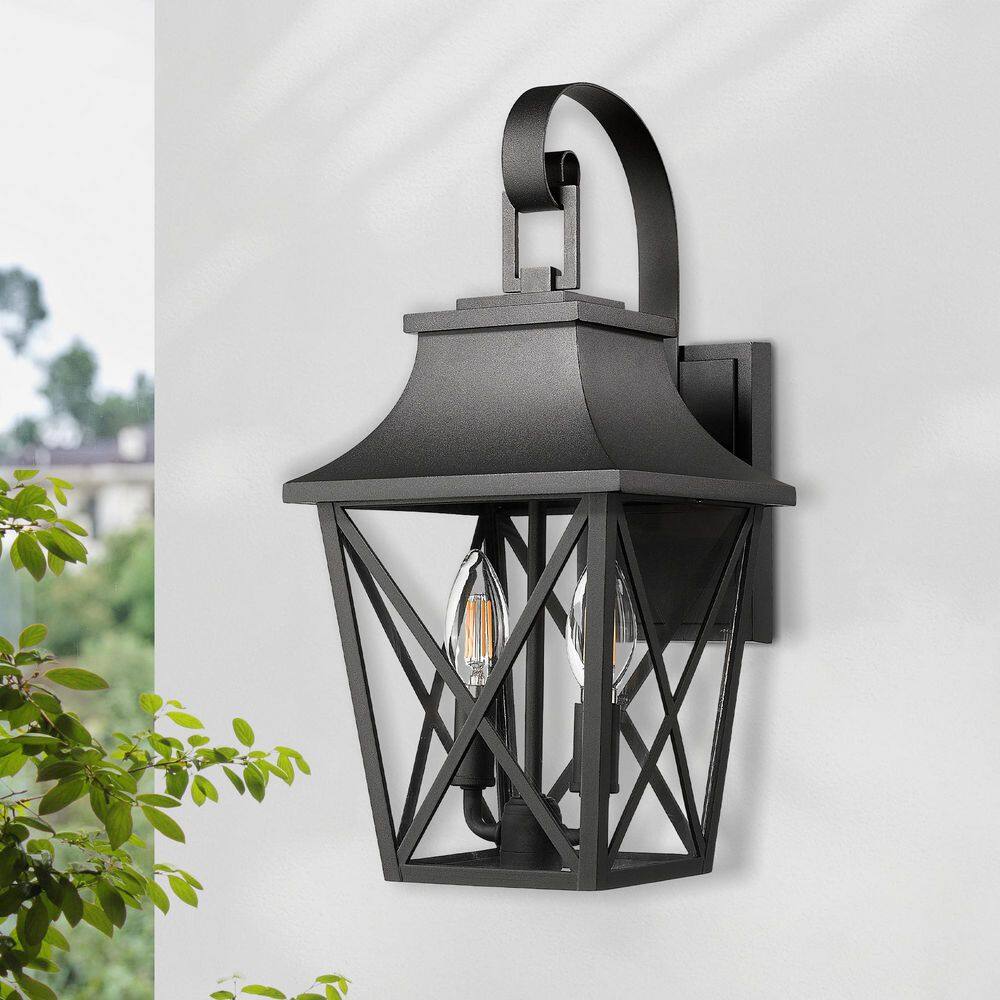 Modern 15.9 in. 1-Light Matte Black Outdoor Wall Lantern Sconce with Clear Glass Shade for Garage Front Porch Wall Light price history on PriceWatchPro