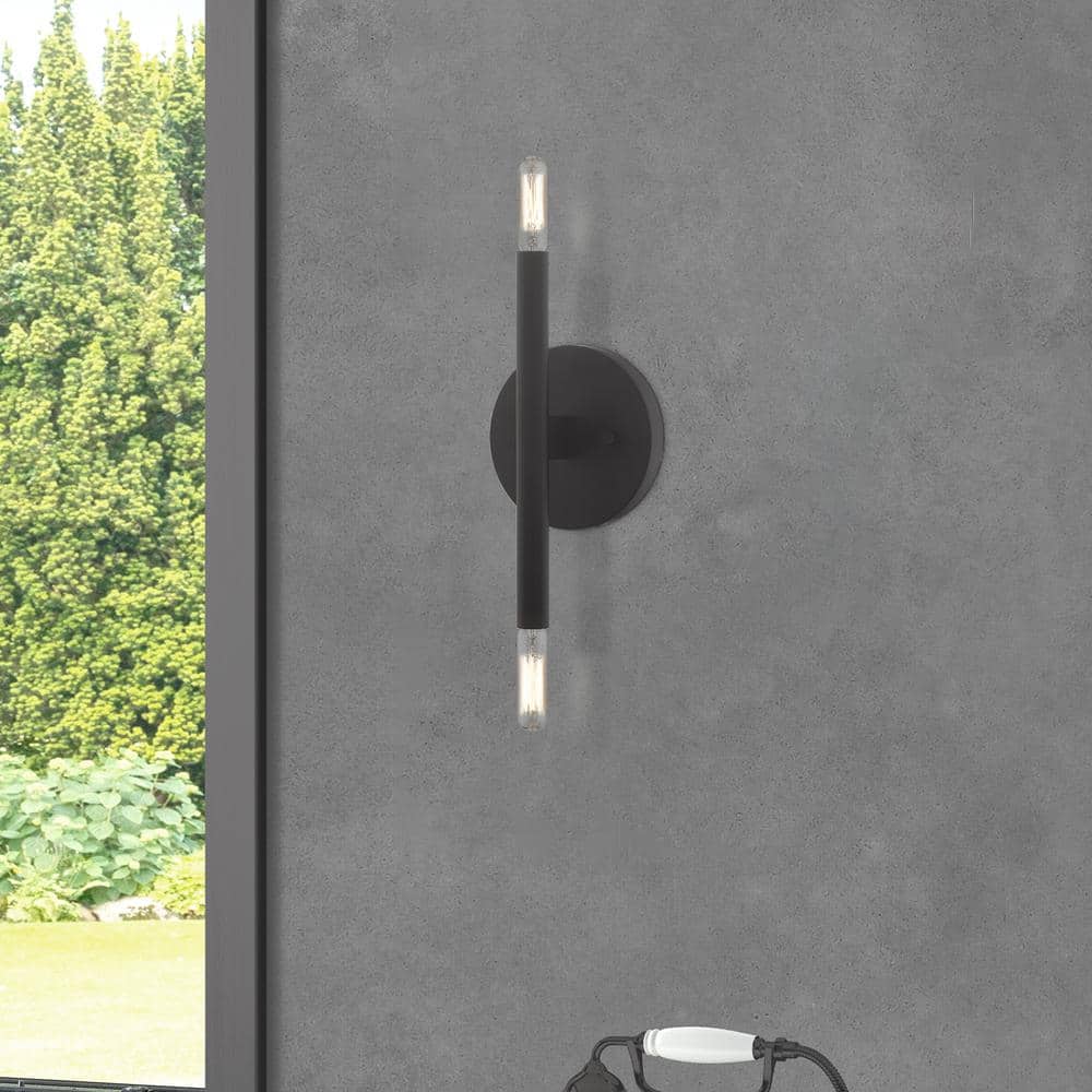 Copenhagen Mid-Century Modern Black and Bronze 2-Light Wall Sconce