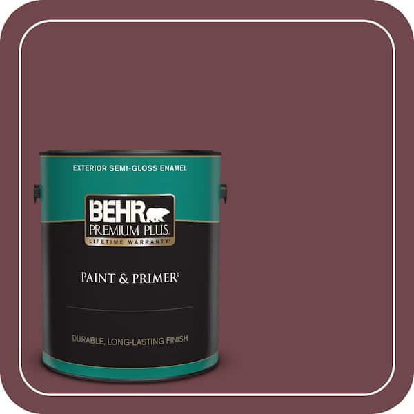 BEHR PREMIUM PLUS 1 gal. #PPU1-14 Formal Maroon Semi-Gloss Enamel Exterior Paint & Primer