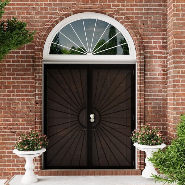 72 in. x 80 in. Universal/Reversible Hinging Black Surface Mount Steel Security Door with Perforated Metal Screen (Lock)