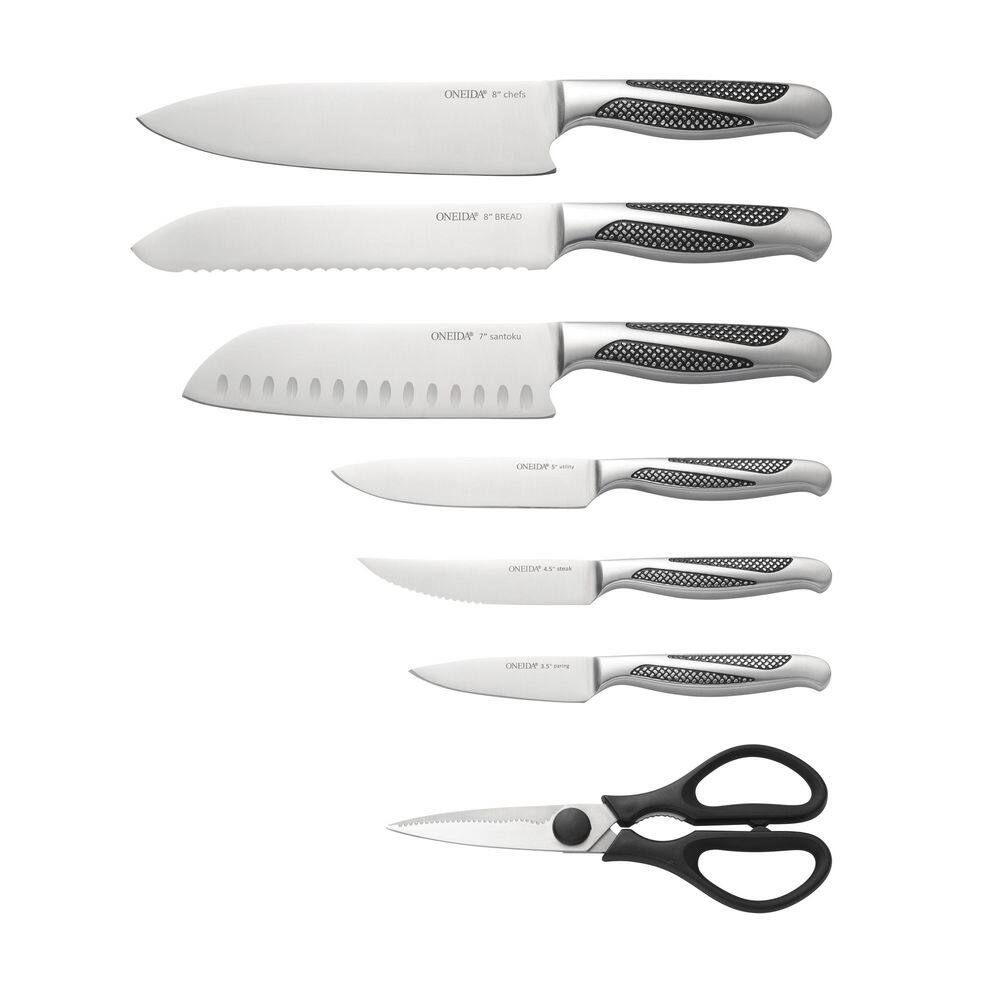 Oneida 14-Piece Stainless Steel Cutlery Block Set with Built-In Sharpener