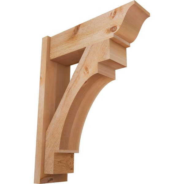 Ekena Millwork 8 in. x 34 in. x 26 in. Merced Traditional Rough Sawn Western Red Cedar Outlooker