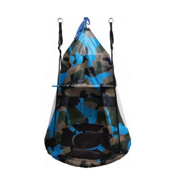 Children's Camo Tree Disc Swing Tent - Indoor/Outdoor Hanging Rope Swing Hangout Kit