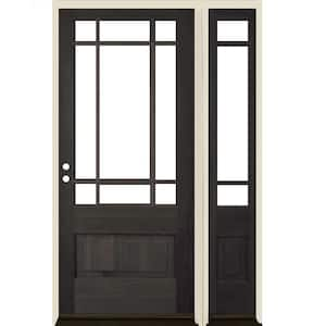 50 in. x 80 in. Craftsman Prairie 3/4 Lite Black Stain Right-Hand/Inswing Douglas Fir Prehung Front Door Right Sidelite