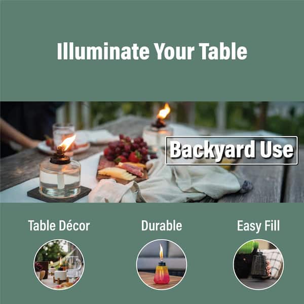 6 in. Table Torch Glass Black and White (2-Pack)