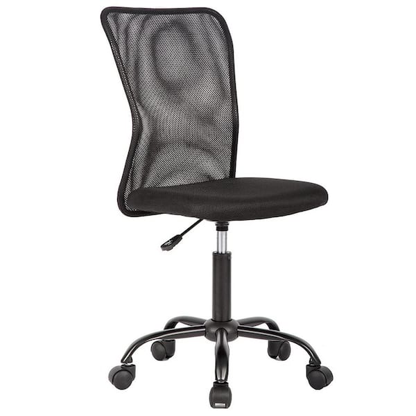 sumyeg Big and Tall Black Fabric Swivel Office Task Chair Seating with Lumbar Support