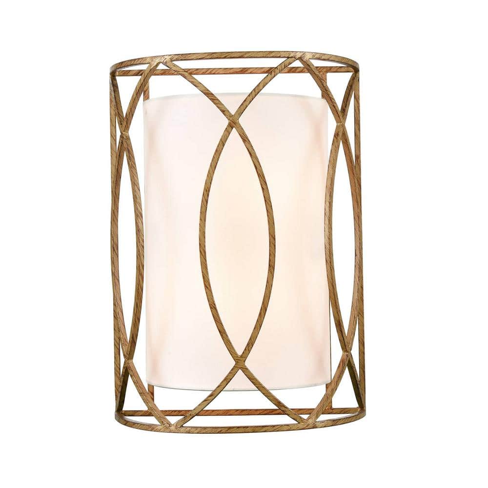 CLAXY 11.22 in. 2Light Gold Modern Wall Sconce with Standard Shade HY