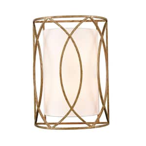 11.22 in. 2-Light Gold Modern Wall Sconce with Standard Shade