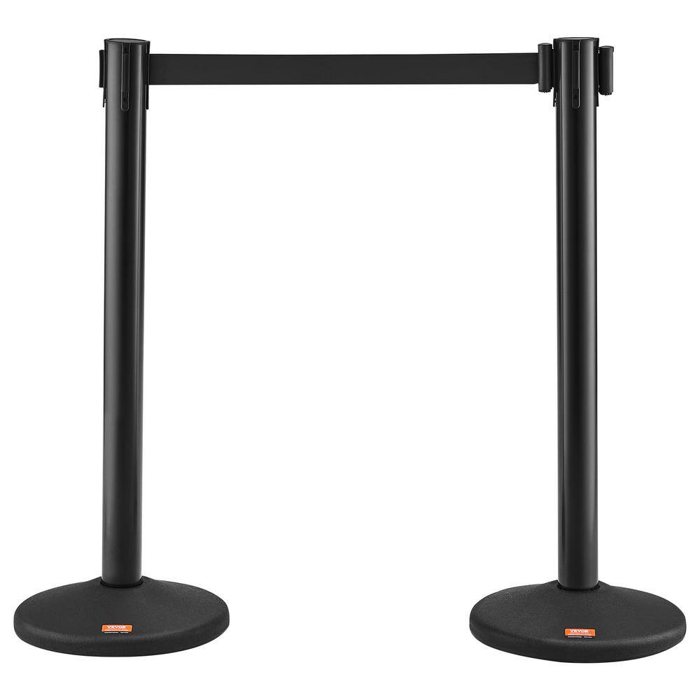 Crowd Control Stanchions, 2-Pack Crowd Control Barriers with 6.5FT. Black Retractable Belt, Plastic Stanchion Queue Post