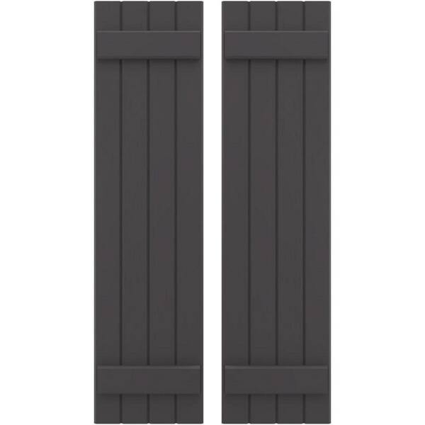 Ekena Millwork 14 in. W x 43 in. H Americraft 4-Board Exterior Real Wood Joined Board and Batten Shutters in Shadow Mountain