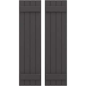 14 in. W x 60 in. H Americraft 4 Board Exterior Real Wood Joined Board and Batten Shutters Shadow Mountain