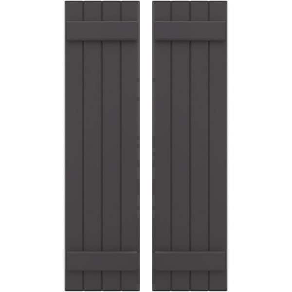 Ekena Millwork 14 in. W x 64 in. H Americraft 4-Board Exterior Real Wood Joined Board and Batten Shutters in Shadow Mountain