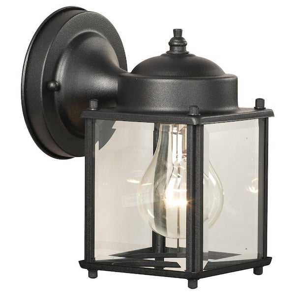 Park Avenue 1-Light Black Outdoor Wall-Mount Lantern Sconce