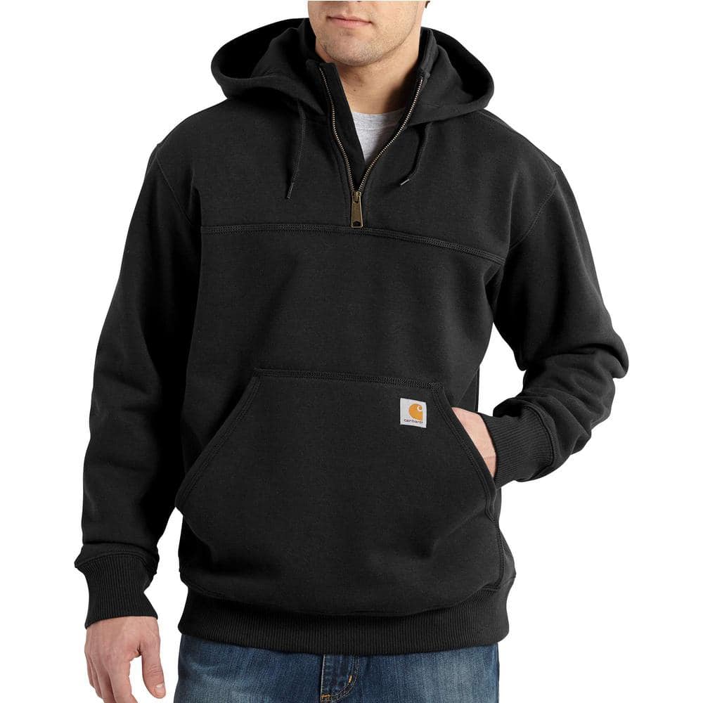 Anekdote Vruchtbaar Inzet Carhartt Men's Large Black Cotton/Polyester Rain Defender Paxton  Heavyweight Hooded Zip Mock Sweatshirt 100617-001 - The Home Depot