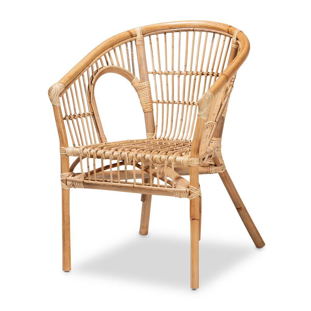 Natural Brown Rattan 3-Piece Bohemian Outdoor Seating Set