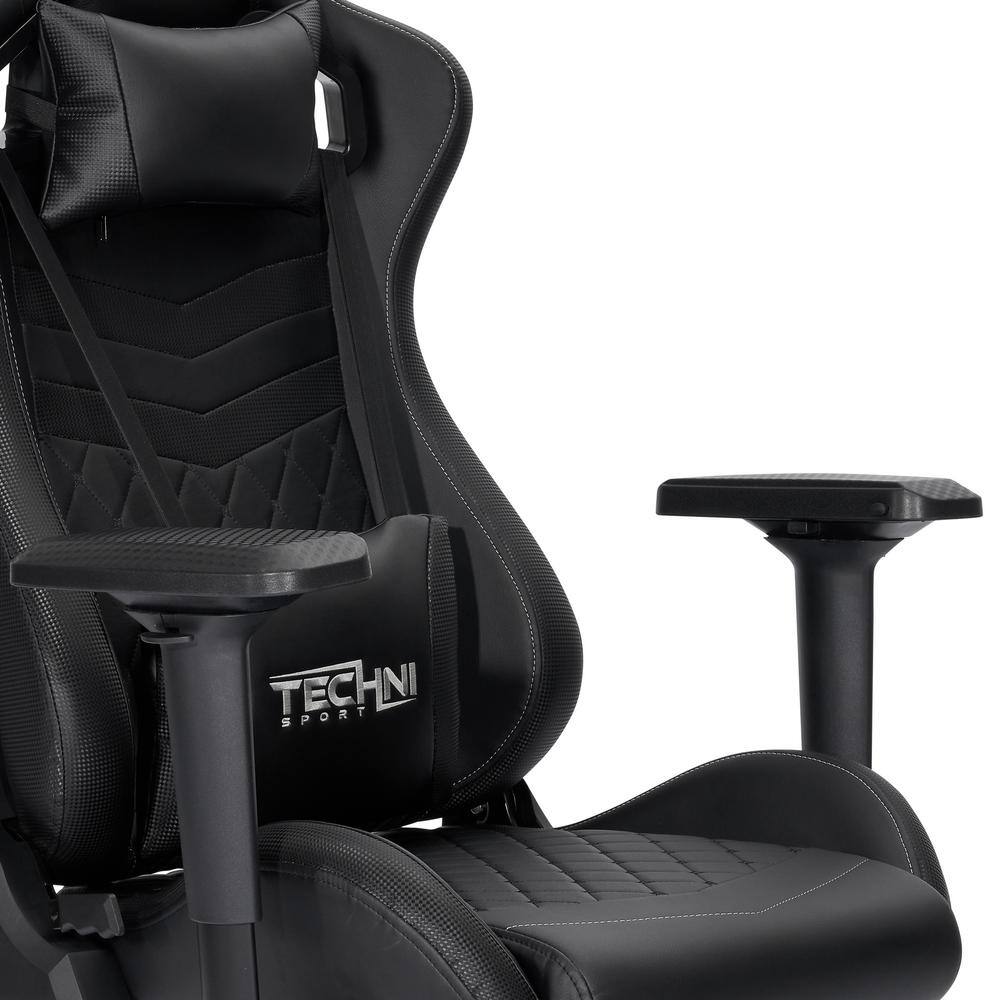 Black Ergonomic Steel Gaming Chair with Adjustable Armrests