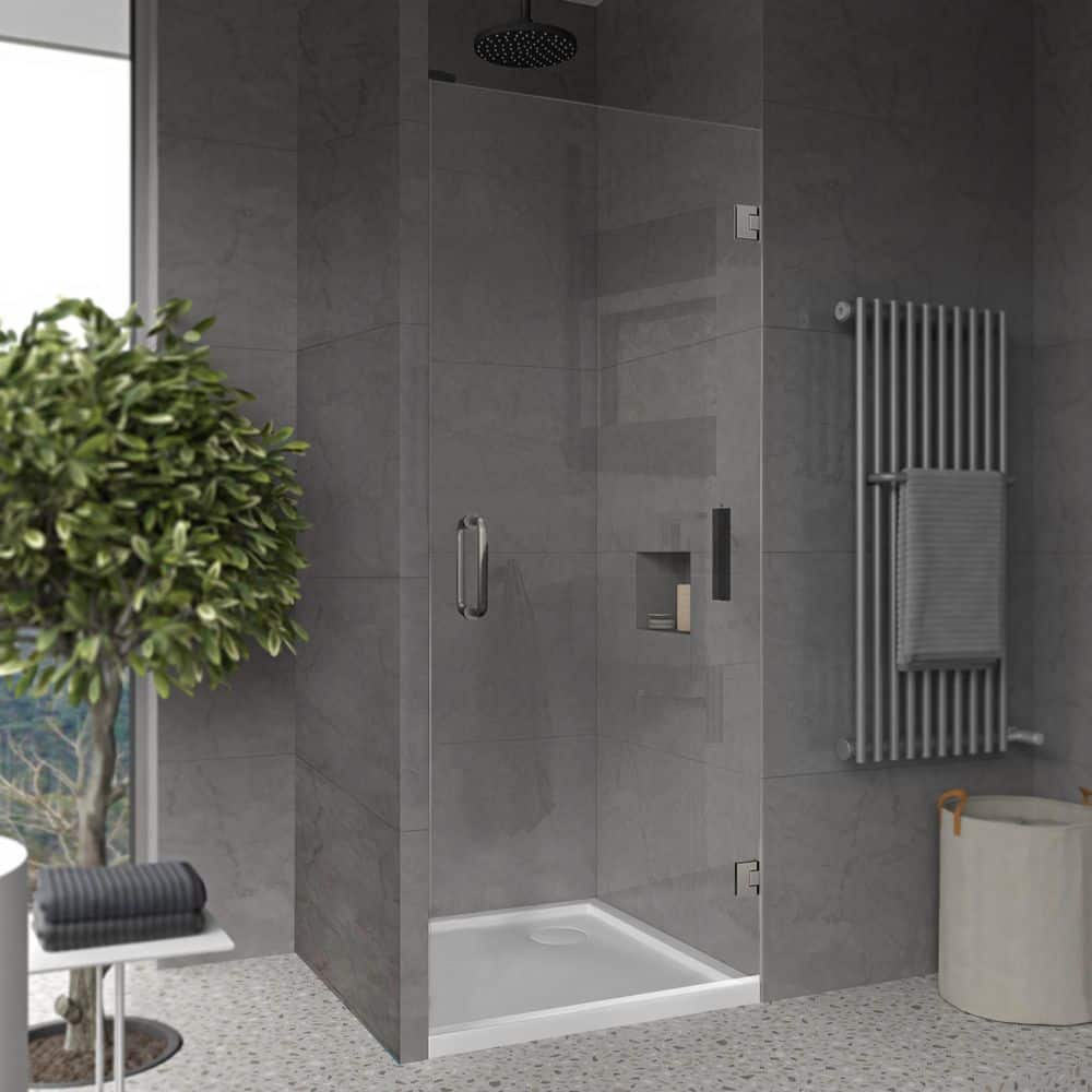 30" x 72" Frameless Clear Glass Shower Door with Brushed Nickel Hardware