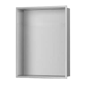 12.6 in. W x 16.5 in. H x 4 in. D Stainless Steel Single Shelf Recessed Shower Niche in Brushed Stainless Steel