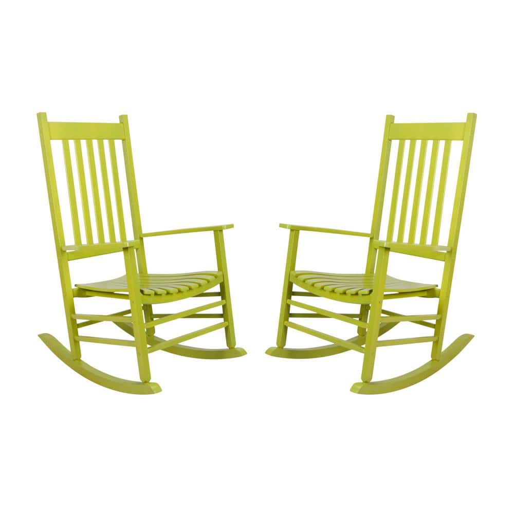46 in H Lime Wood Vermont Outdoor Rocking Chair (2-Pack), Porch Rocker, Patio Rocking Chair, Wooden Rocking Chair