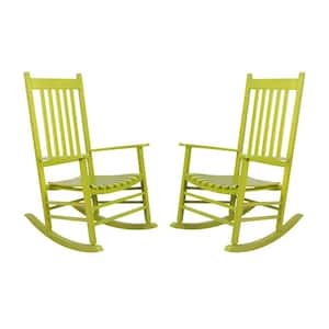 46 in H Lime Wood Vermont Outdoor Rocking Chair (2-Pack), Porch Rocker, Patio Rocking Chair, Wooden Rocking Chair