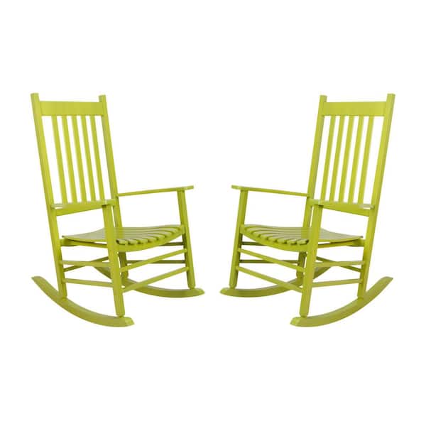 Shine Company 46 in H Lime Wood Vermont Outdoor Rocking Chair (2-Pack), Porch Rocker, Patio Rocking Chair, Wooden Rocking Chair