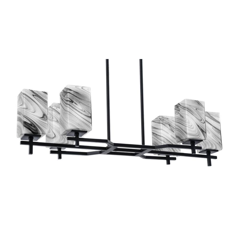 Bridgewater 6 Light Black Linear Chandelier, Any Room with 3.5 in. Square O