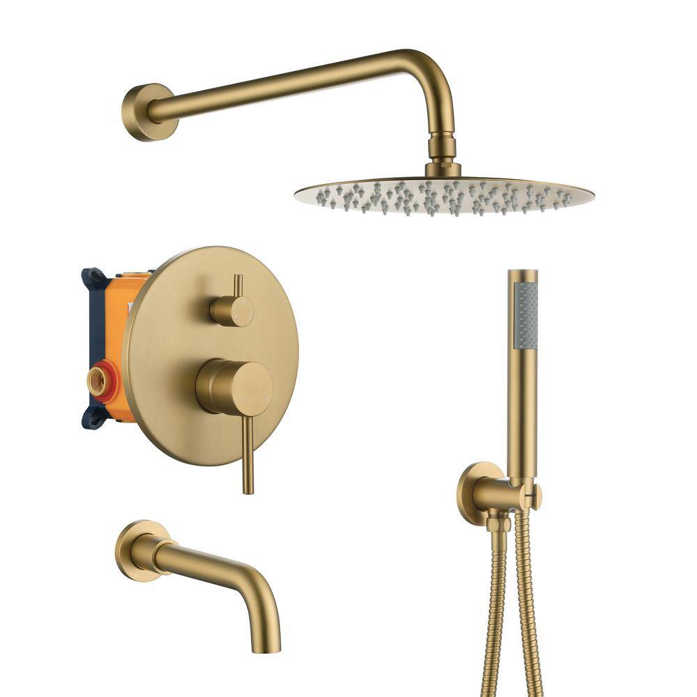 3-Spray Round Wall Mounted Fixed and Handheld Shower Head 1.8 GPM in Brushed Gold price history on PriceWatchPro