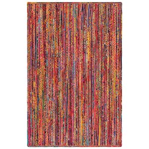 Braided Natural Multi 5 ft. x 8 ft. Border Striped Area Rug