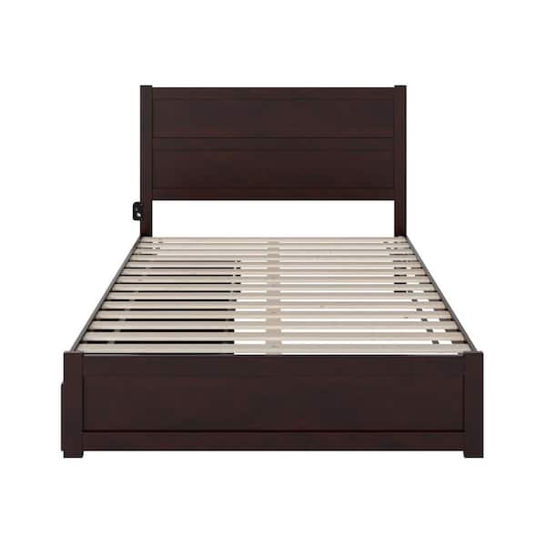 AFI NoHo Espresso Queen Solid Wood Storage Platform Bed with Footboard and 2-Drawers