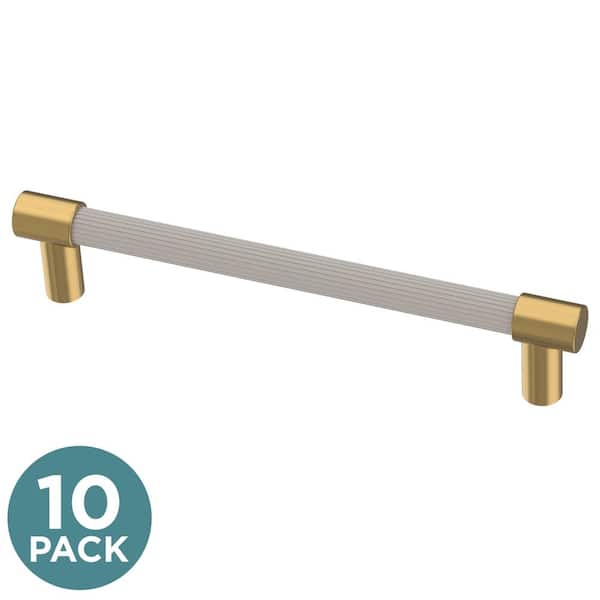 Liberty (10-Pack) Fluted 5-1/16 in. (128 mm) Modern Brushed Modern Gold and Griege Cabinet Handle Drawer Pulls