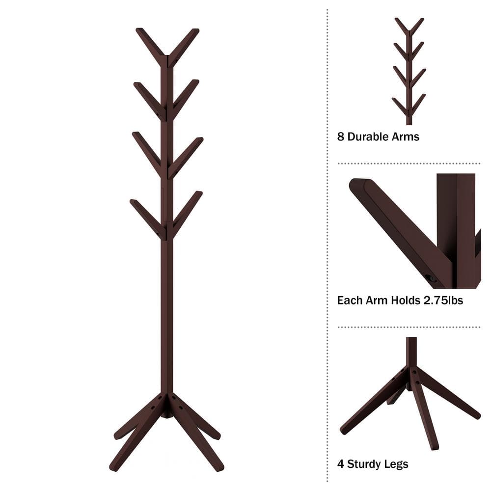 Lavish Home Freestanding 8-arm Coat Rack Stand with Modern Finish, Espresso