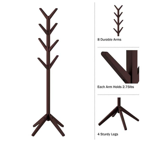 Wooden Coat Rack, Modern deals coat rack, Free Standing Coat Tree Stand With 8 Hooks, Entryway Coat Hanger Stand for Home