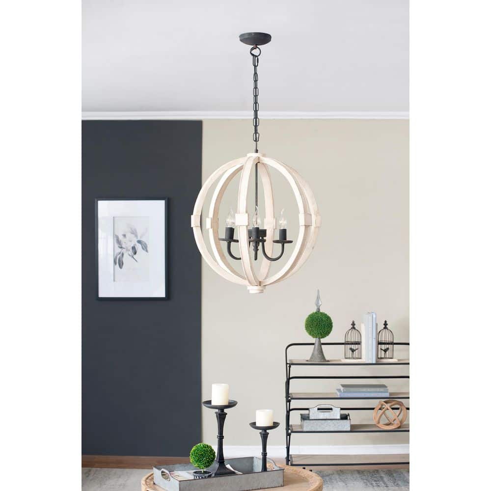 6 Lights White Wood Chandelier for Kitchen Dining Room Foyer Entryway with No Bulbs Included price history on PriceWatchPro