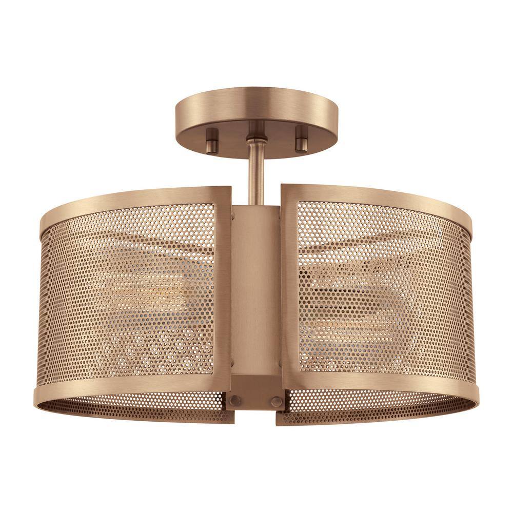 Generation Lighting Axel 13 in. 2-Light Satin Brass Semi-Flush Mount