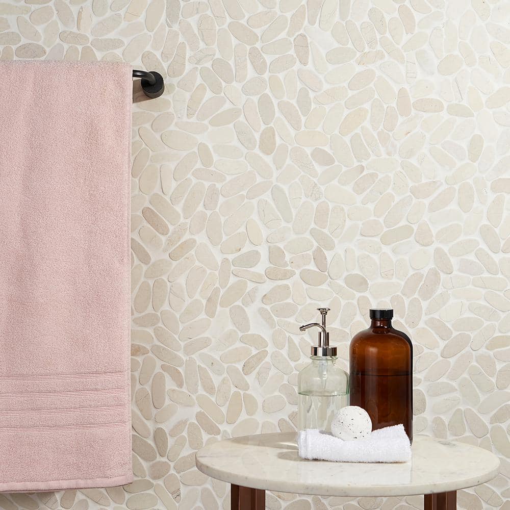 White Natural Slate Pebble Mosaic Tile for Indoor/Outdoor Use