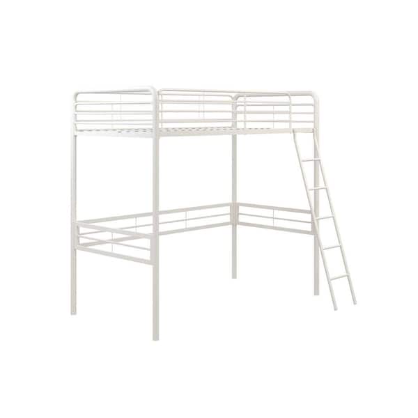 DHP Olivia White Metal Twin Loft Bed